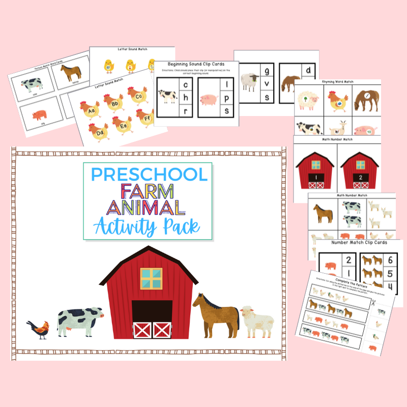 Dinosaur and Farm Animal Activity Pack Bundle
